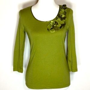 Green Top w/Flower Petal Embellishments